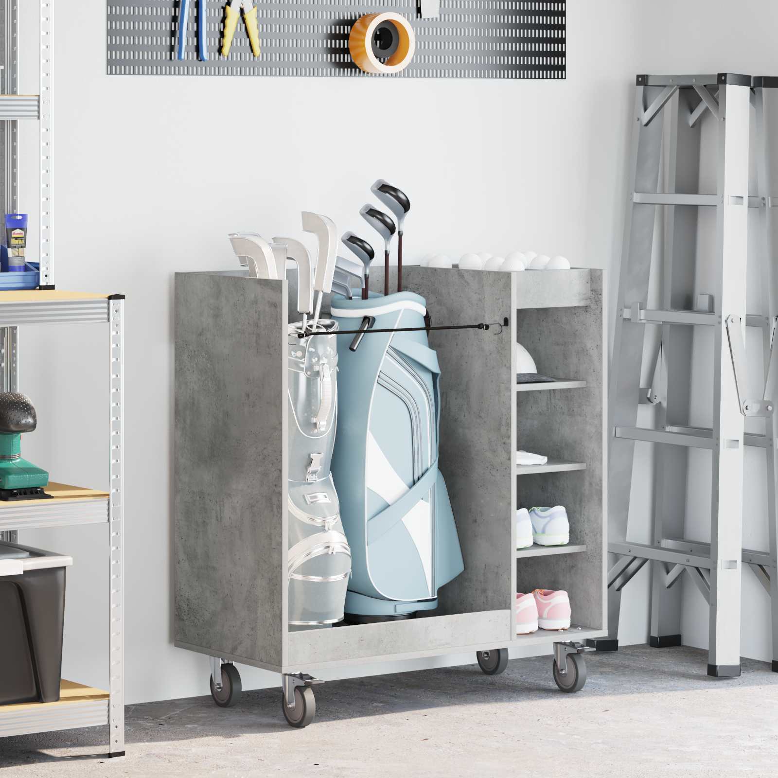 Golf Schrank Mit Rad Uni Weiß 65 x 45 x 98 cm