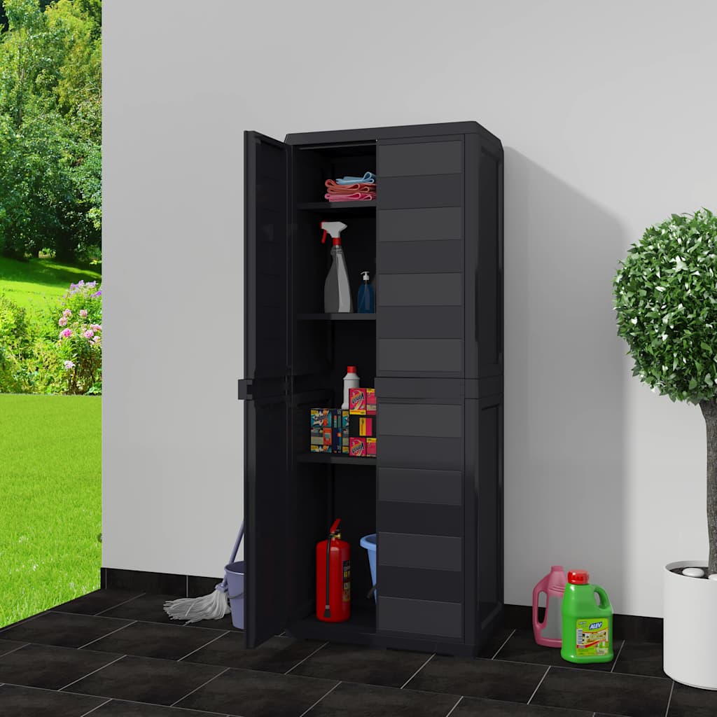 Gartenschrank mit 4 Böden Schwarz