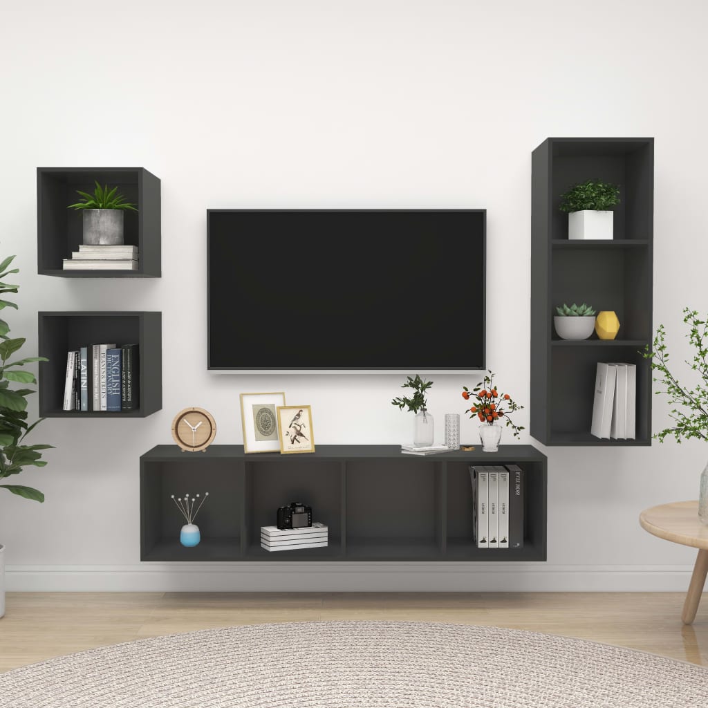 4-tlg. TV-Schrank-Set Weiß Holzwerkstoff