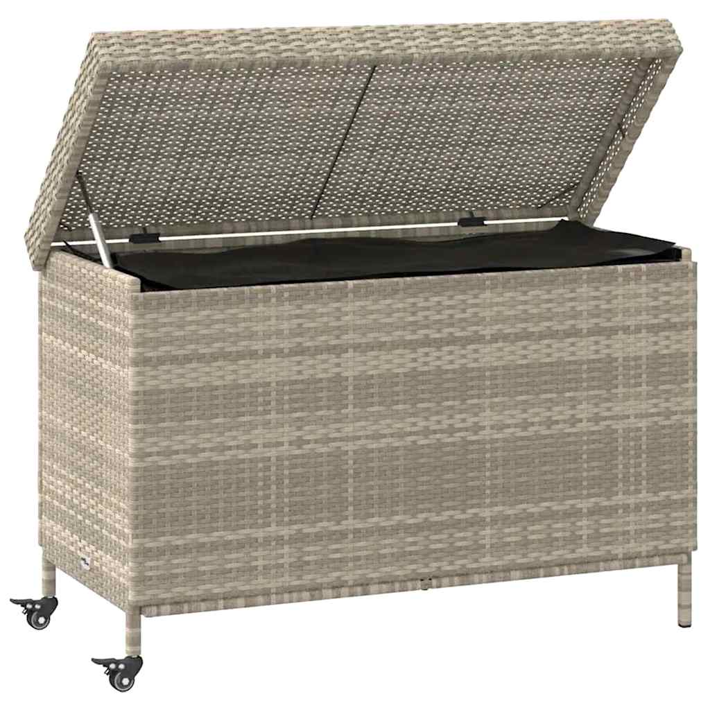 Gartentruhe mit Rollen Schwarz 110x55x73 cm Poly Rattan