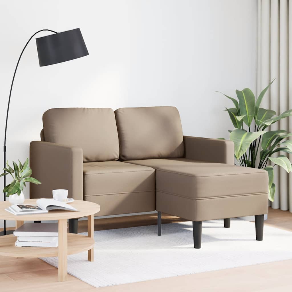 2-Sitzer-Sofa mit Chaiselongue L-förmig Schwarz 125 cm Kunstleder