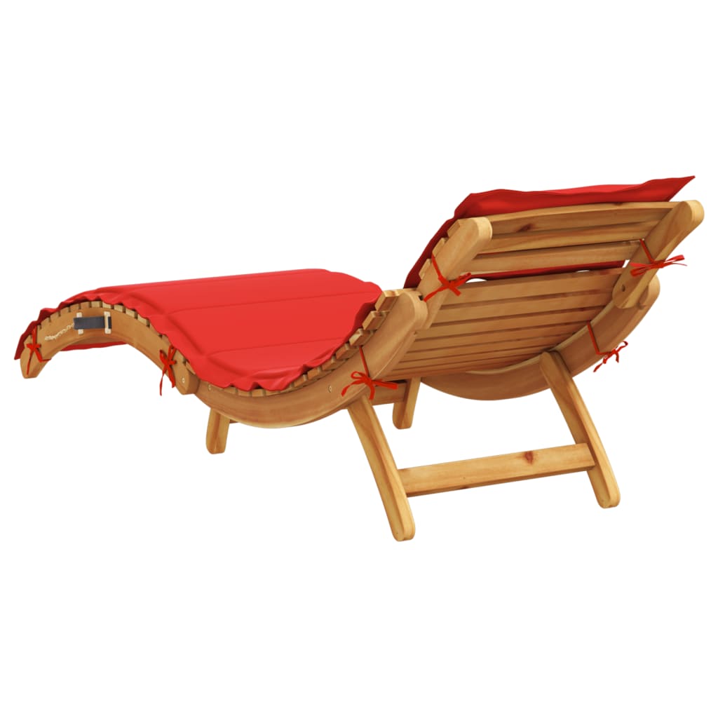 Sonnenliege mit Auflage Beige Massivholz Akazie