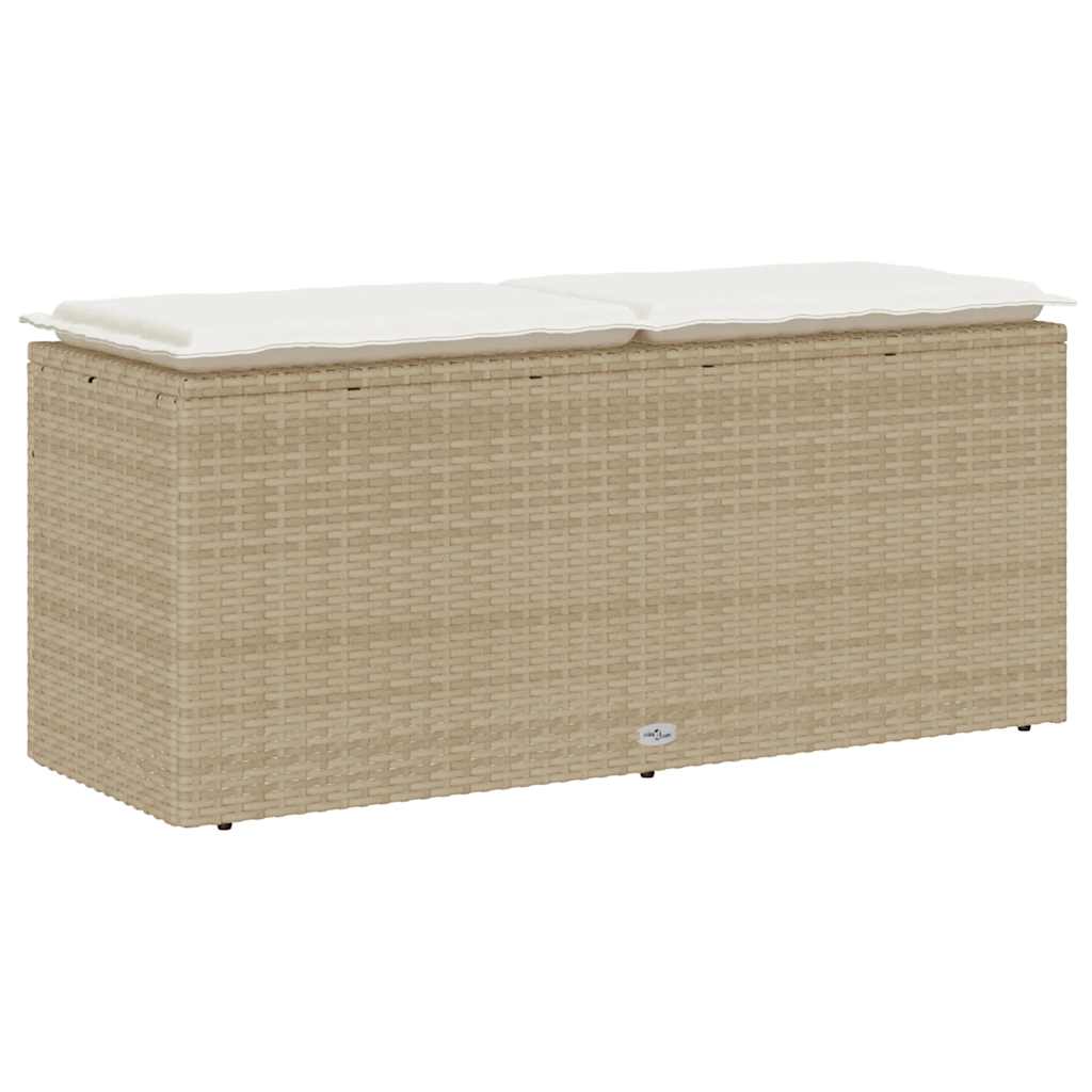 Gartenbank mit Kissen Schwarz 110x40x44 cm Poly Rattan