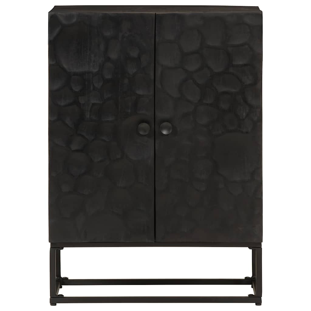 Nachttisch Schwarz 40x30x50 cm Massivholz Mango und Eisen