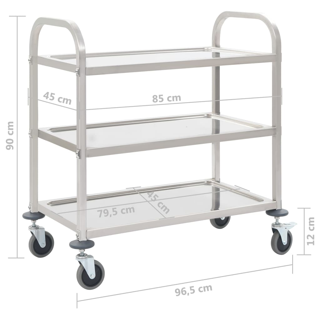 2-Stufiger Servierwagen 96,5 x 55 x 90 cm Edelstahl