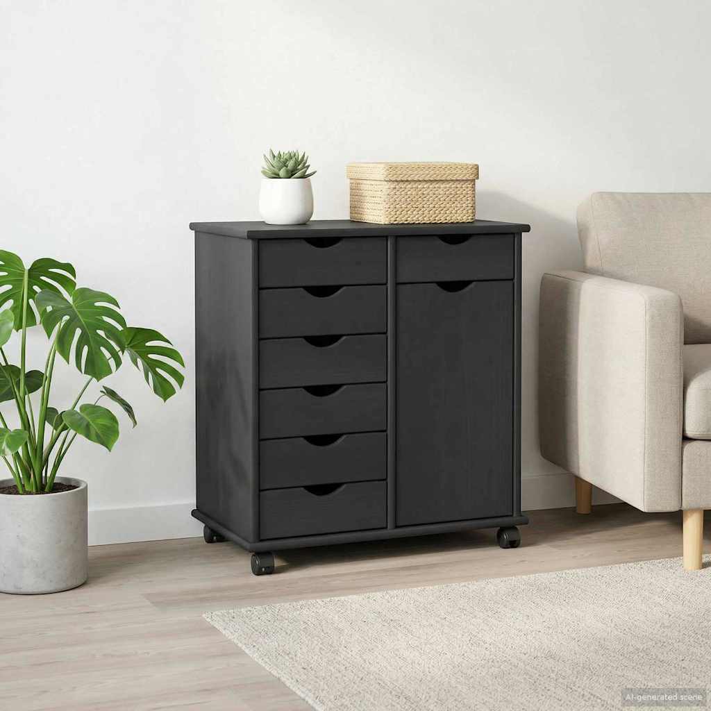 Rollschrank Honigbraun 63,5 x 39 x 65,5 cm Massivholz Kiefer