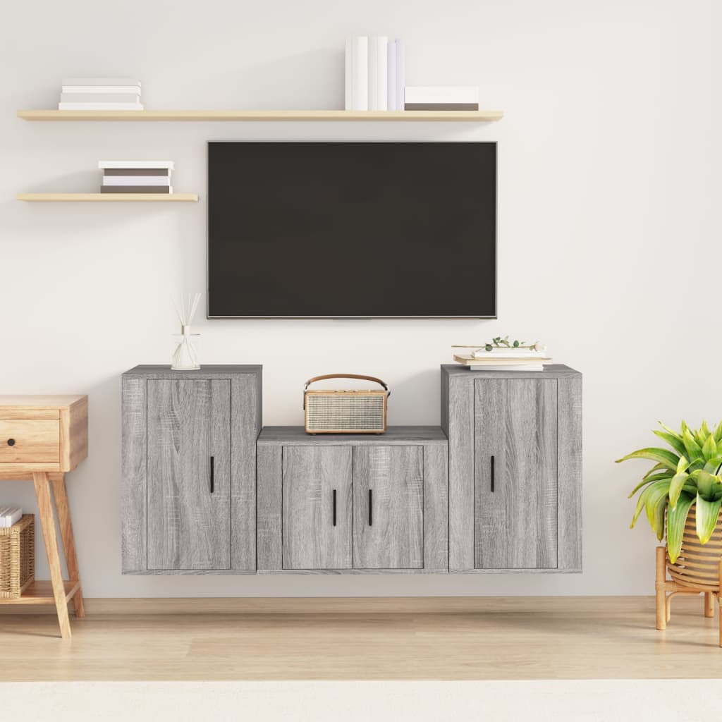 3-tlg. TV-Schrank-Set Weiß Holzwerkstoff