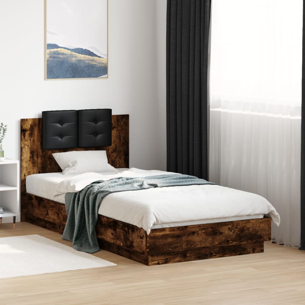 Bettgestell mit Kopfteil Grau Sonoma 180x200 cm Holzwerkstoff