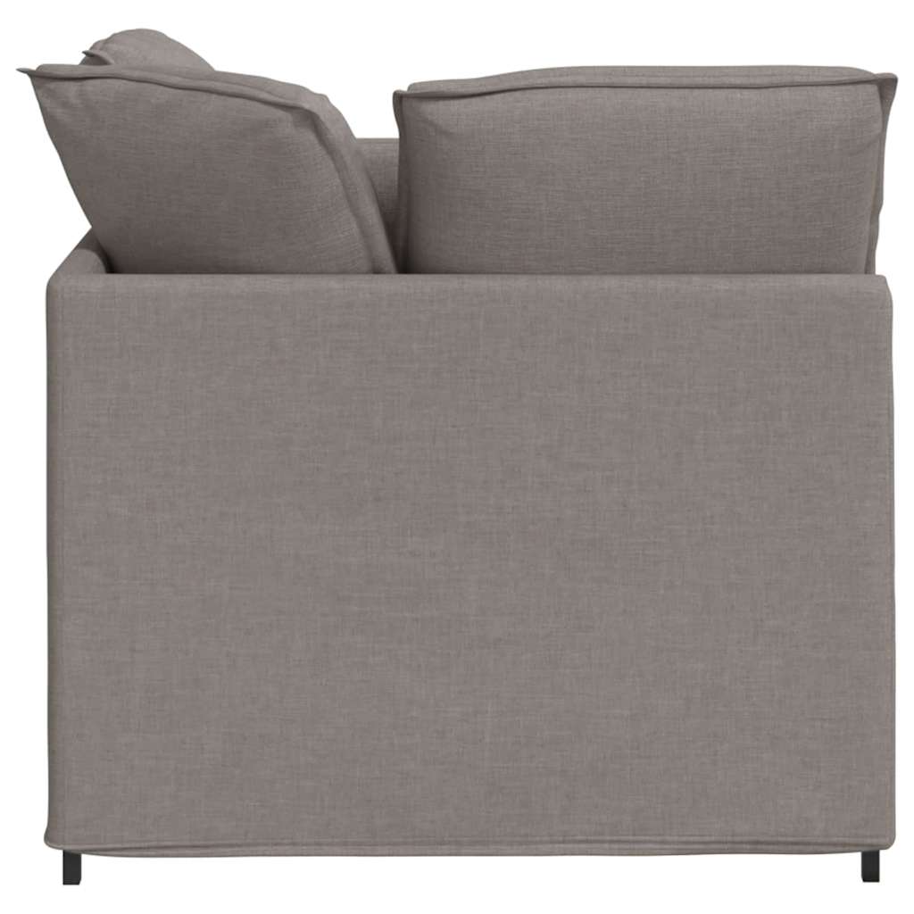 Modulares Sofa mit Fußhocker Kissen Stoff Hellgrau