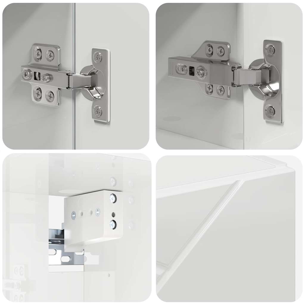 Badezimmermöbel-Set mit Tür 5 pcs Weiß Holzwerkstoff & Metall