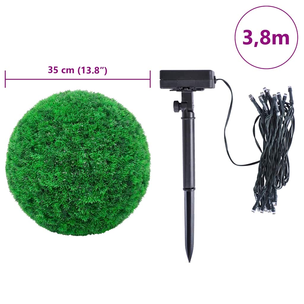 Künstliche Buchsbaumkugeln mit LED-Leuchten 4 Stk. Grün 12 cm