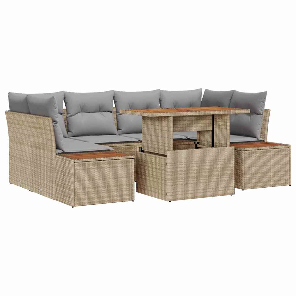 Garten Essgruppe mit Kissen 9 pcs Schwarz und Beige