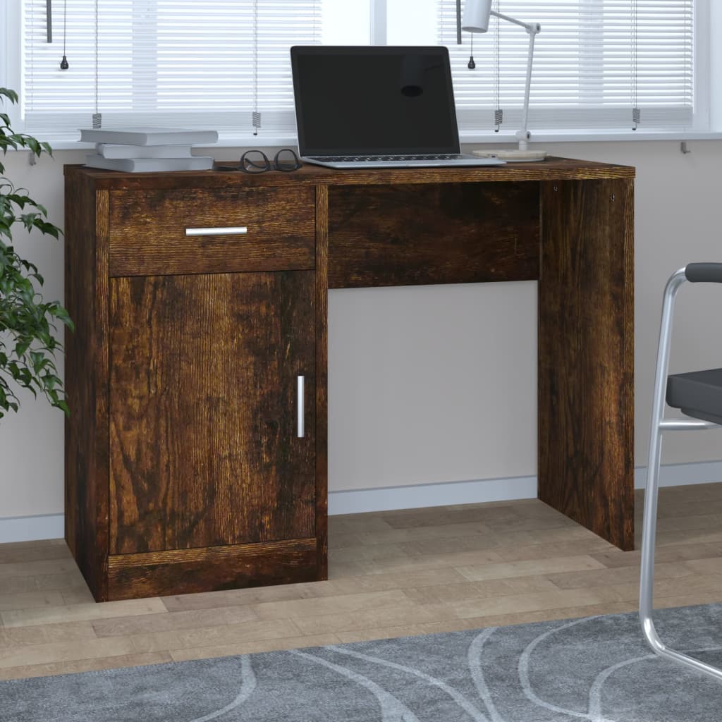 Schreibtisch mit Schublade und Schrank Eiche 100x40x73 cm