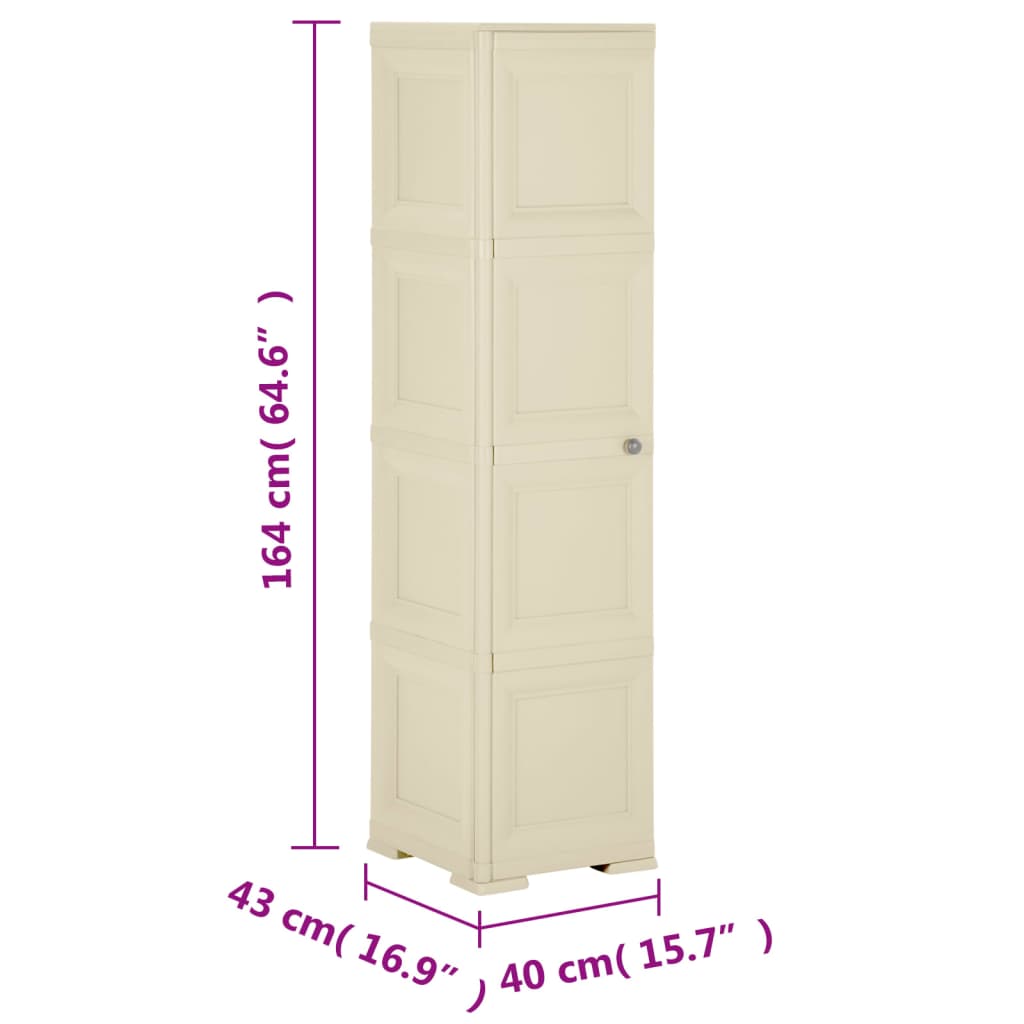 Kunststoffschrank 79x43x125 cm Holzdesign Vanilleeis