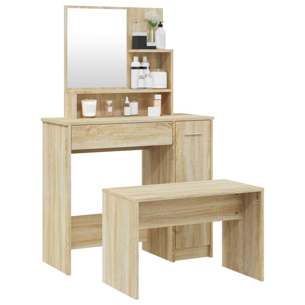 Schminktisch-Set Weiß 86,5x35x136 cm