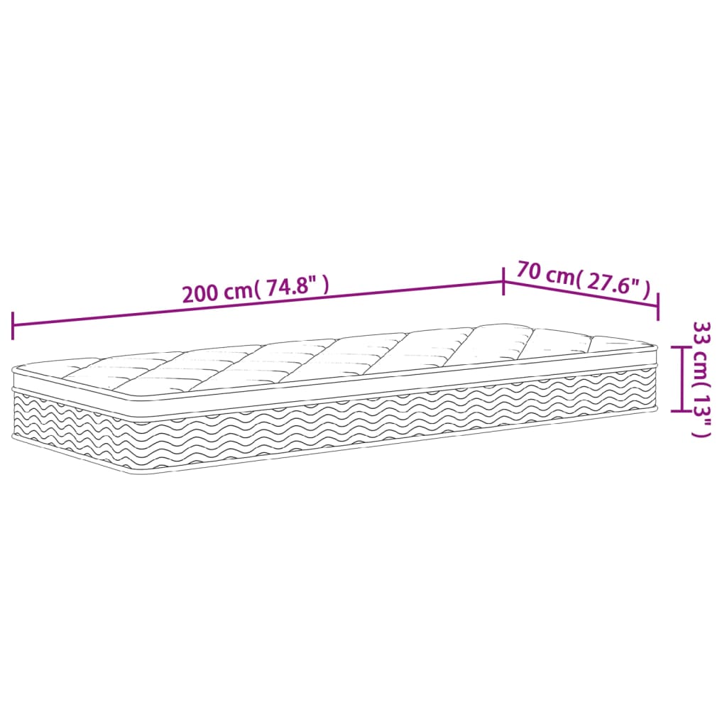 Taschenfederkernmatratze Mittelfest Plus 90 x 200 cm 33 cm Weiß