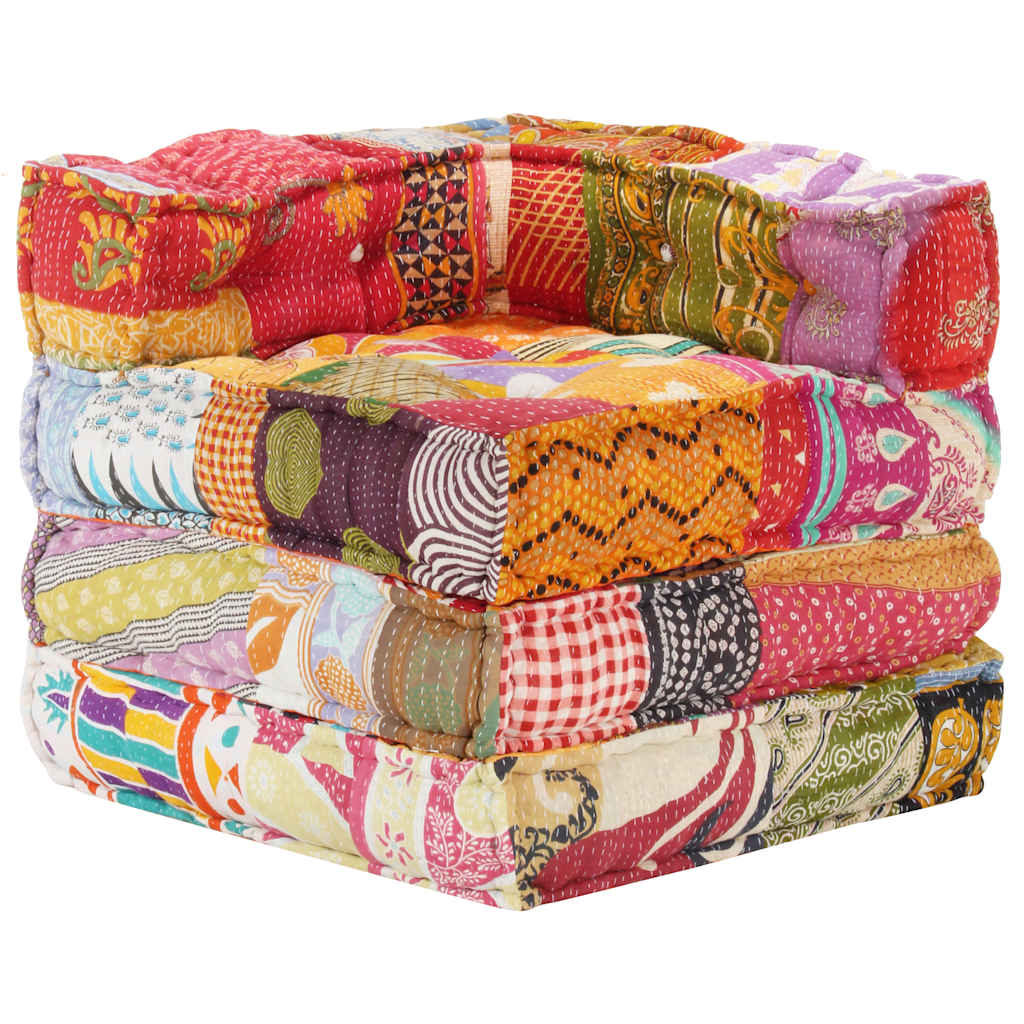 2-Sitzer Modularer Pouf Patchwork Stoff