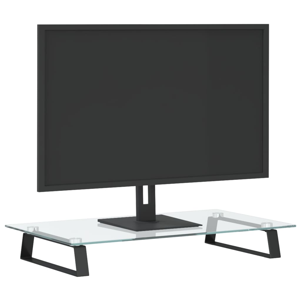 Monitorständer Weiß 60x20x8 cm Hartglas und Metall