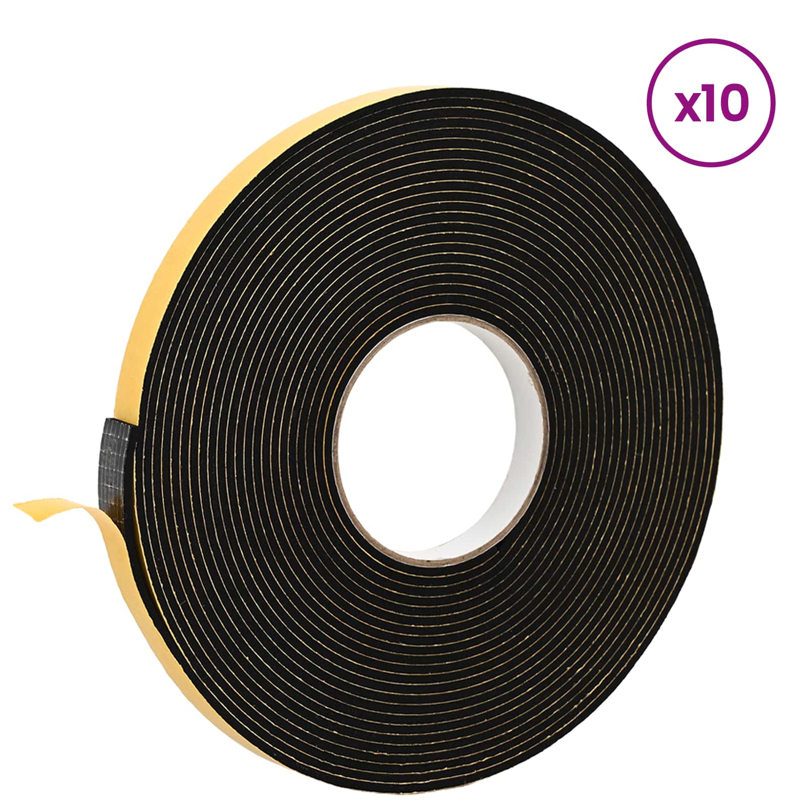 Selbstklebendes Schaumstoffband Schwarz 10mm x 10m CR-Schaum