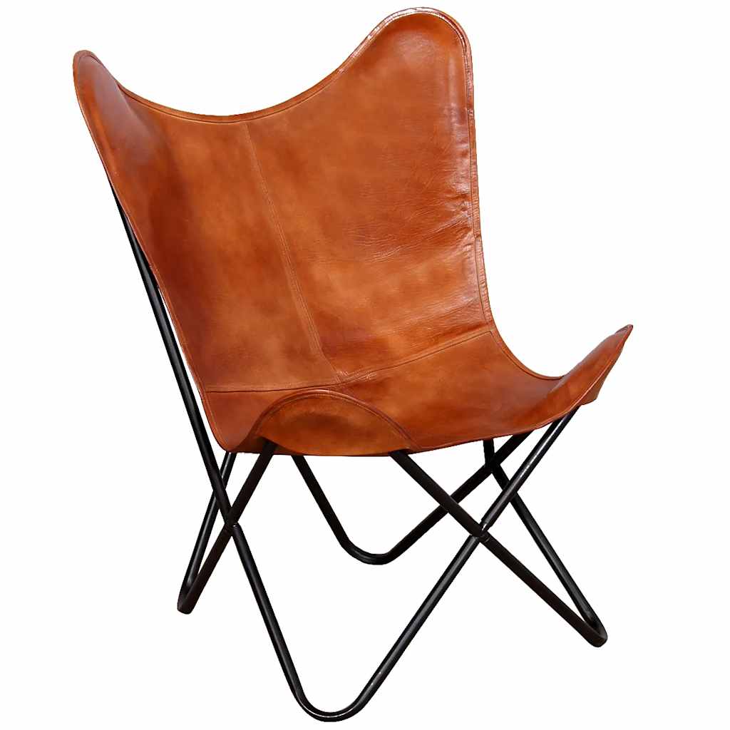 Butterfly-Sessel Schwarz Echtleder