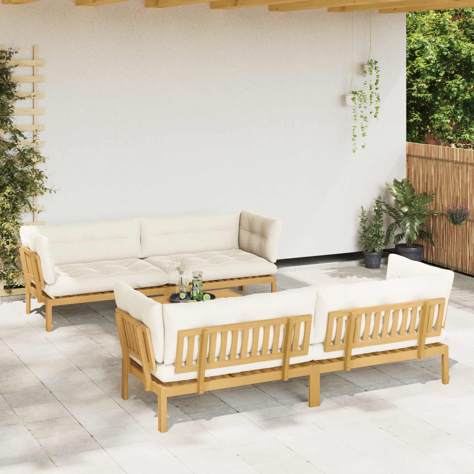 3-tlg. Garten-Sofagarnitur aus Paletten Massivholz Akazie