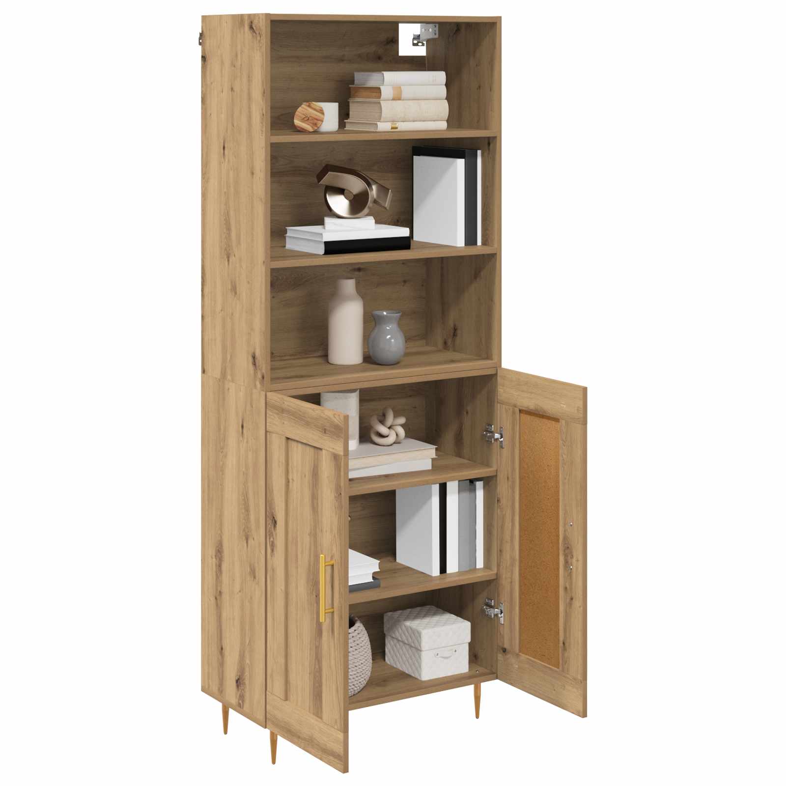 Highboard Hochglanz-Weiß 69,5x34x180 cm Holzwerkstoff