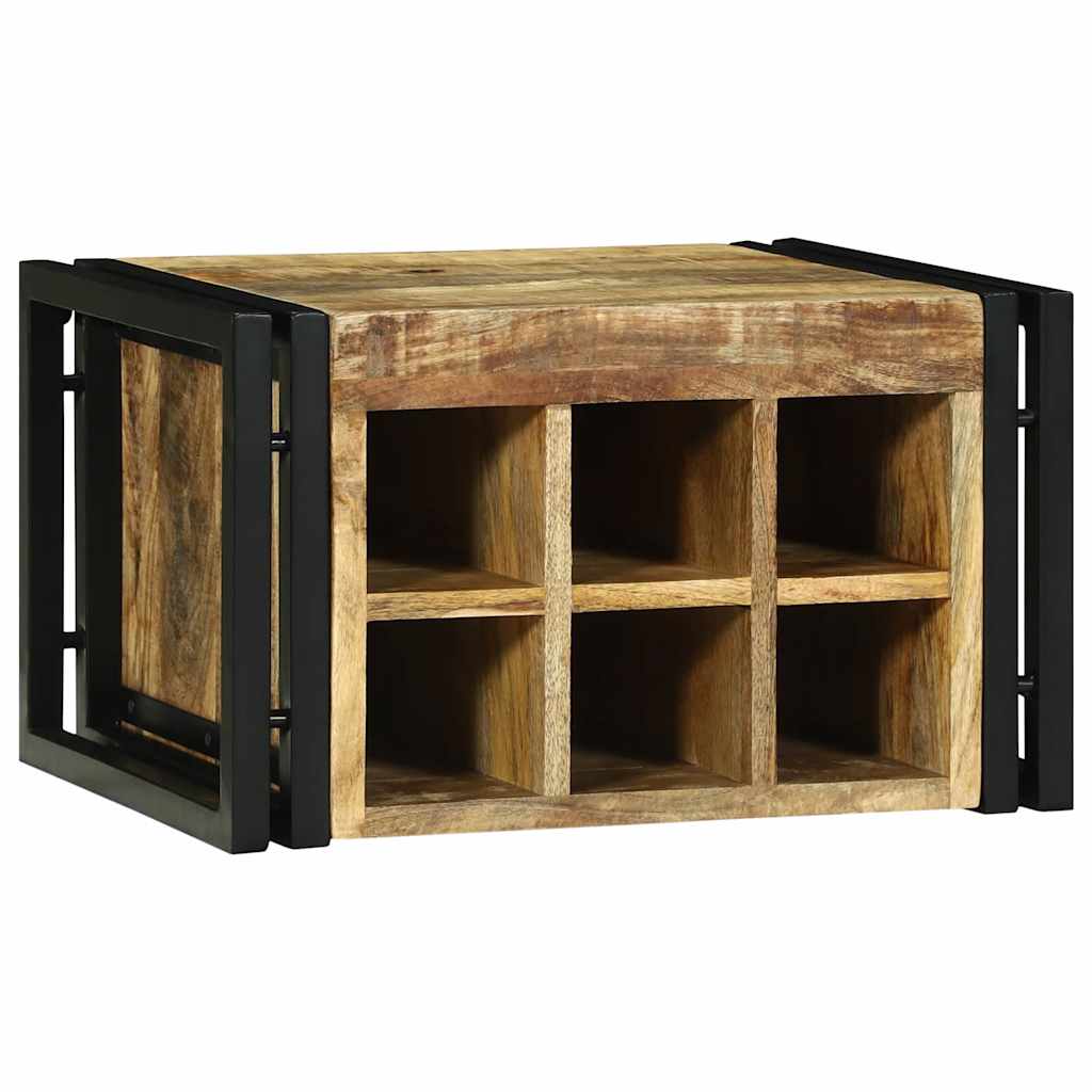 Weinregal Braun und Schwarz 35 x 35 x 39 cm Massivholz Mango