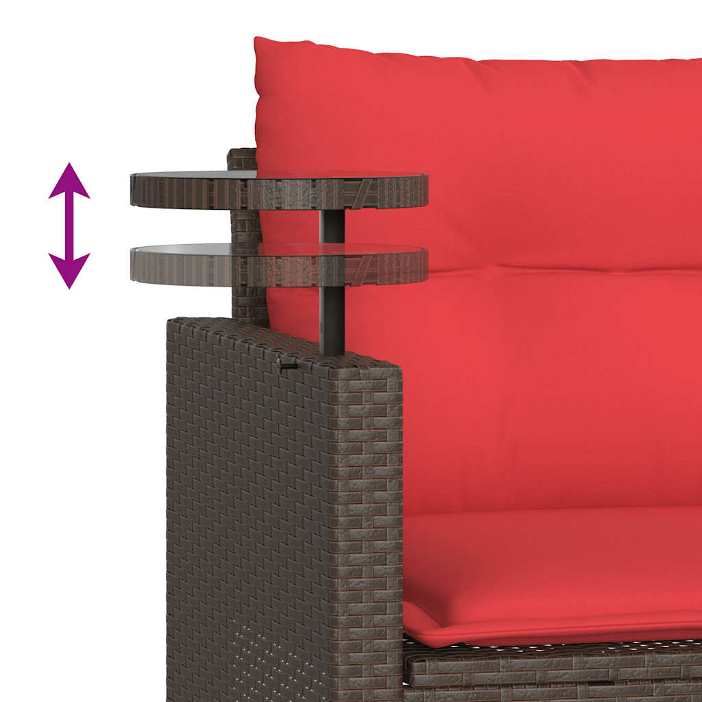 3-teiliges Gartensofa-Set mit Kissen, grau, Polyrattan