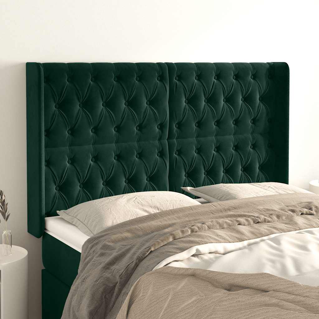 Kopfteil mit Ohren Dunkelblau 93x16x78/88 cm Samt