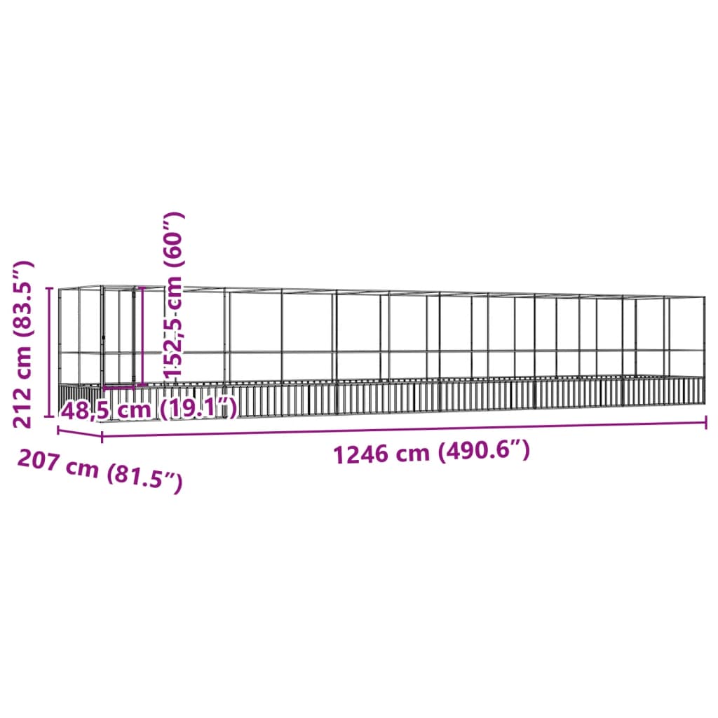 Voliere Silbern 210,5x107x212 cm Stahl