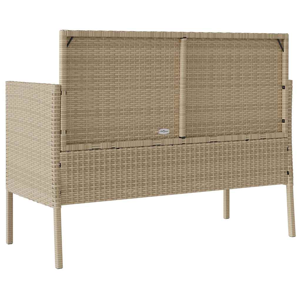 Gartenbank mit Kissen Schwarz Poly Rattan