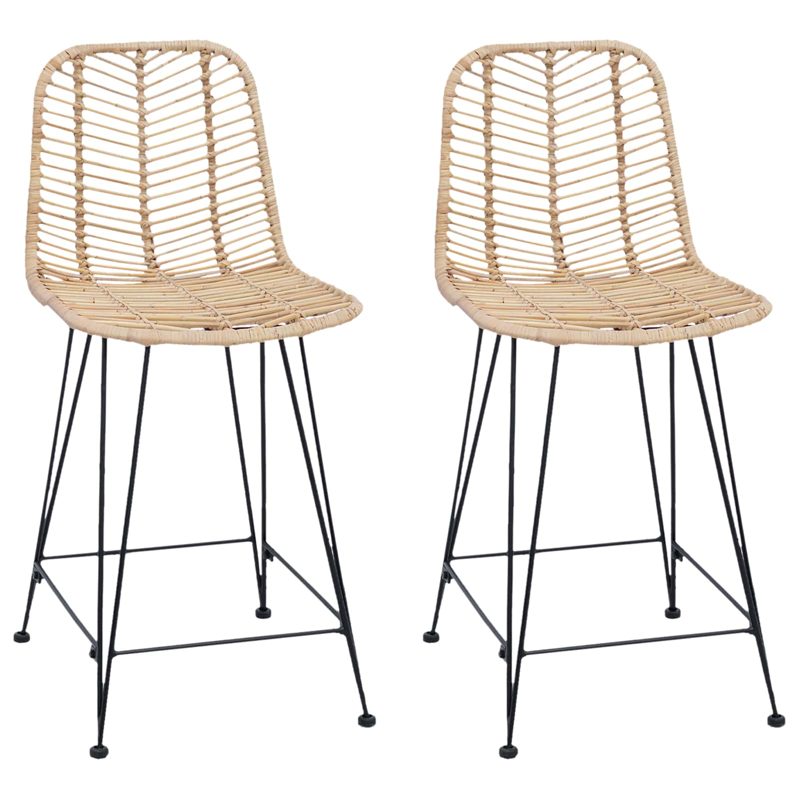 Barstuhl 2 pcs 44,5 x 54,5 x 97,5 cm Rattan und Eisen