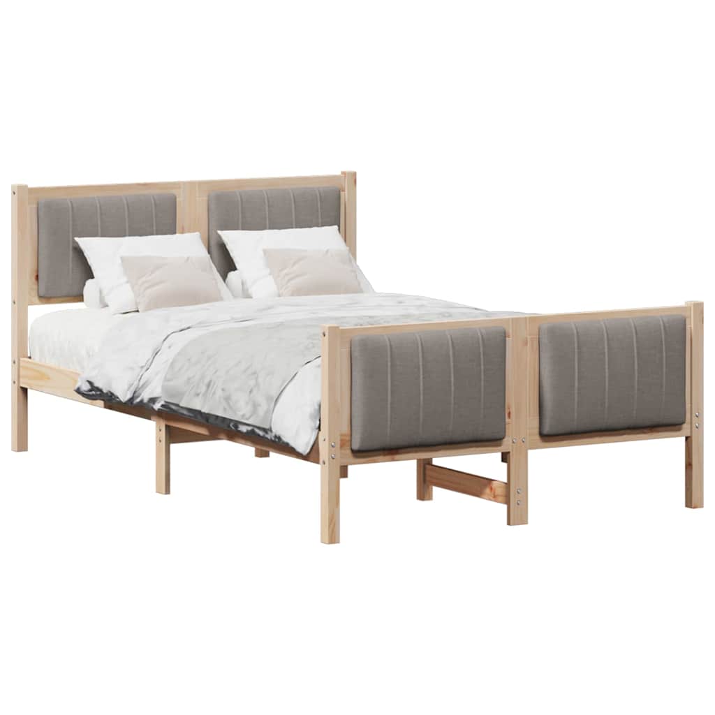 Bettgestell Braun und hellgrau 200 x 200 cm Massivholz Kiefer