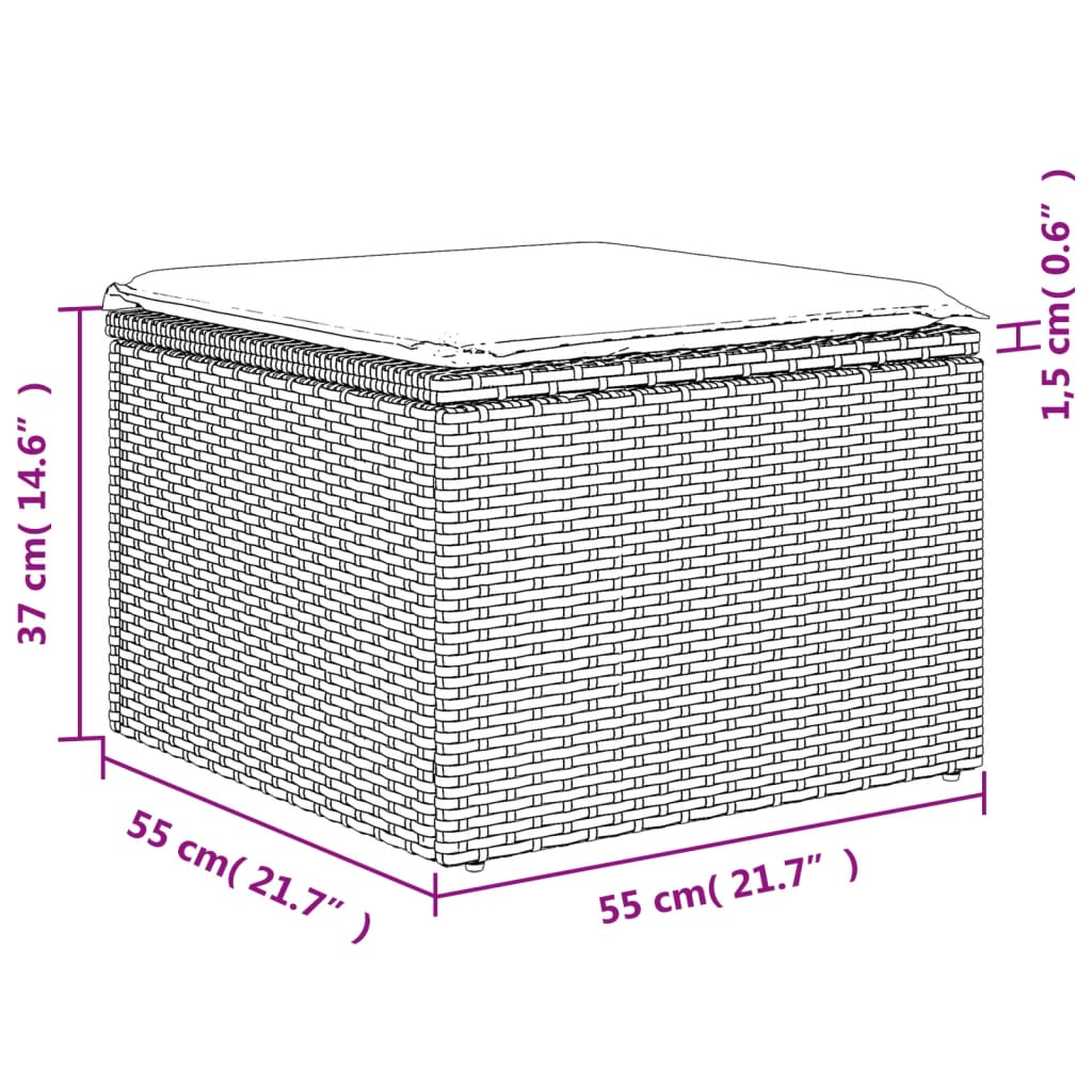 13-tlg. Garten-Sofagarnitur mit Kissen Schwarz Poly Rattan