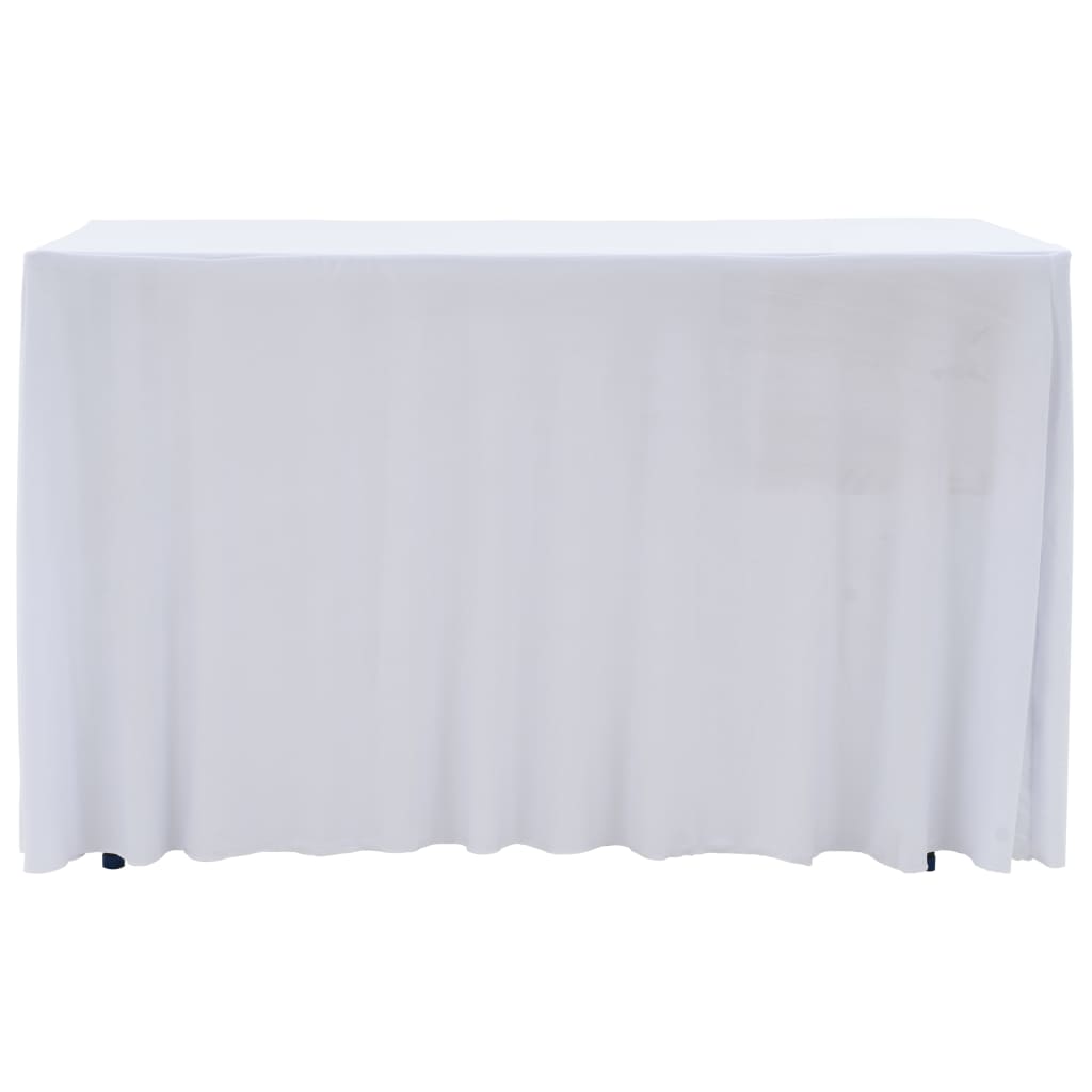 2 Stück Stretch-Tischdecken mit Rand Weiß 120x74 cm