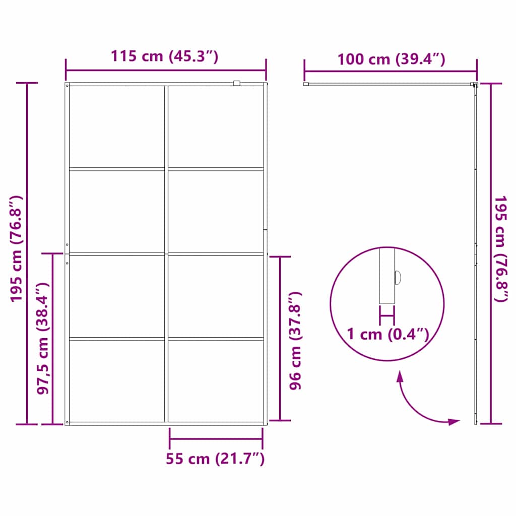 Duschwand für Begehbare Dusche mit Klarem ESG Glas 80x195 cm