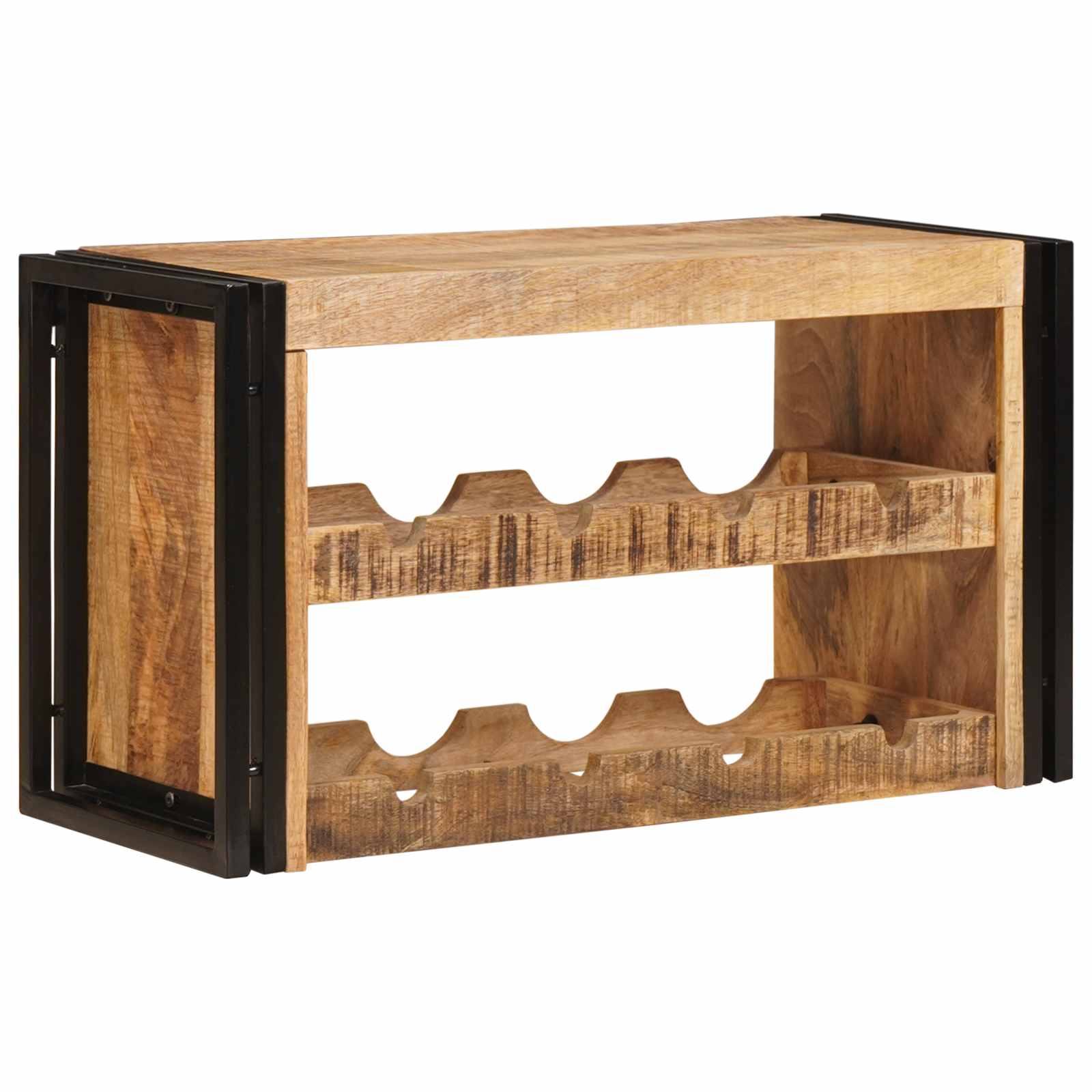 Weinregal Braun 60 x 45 x 33 cm Massives grobes Mangoholz