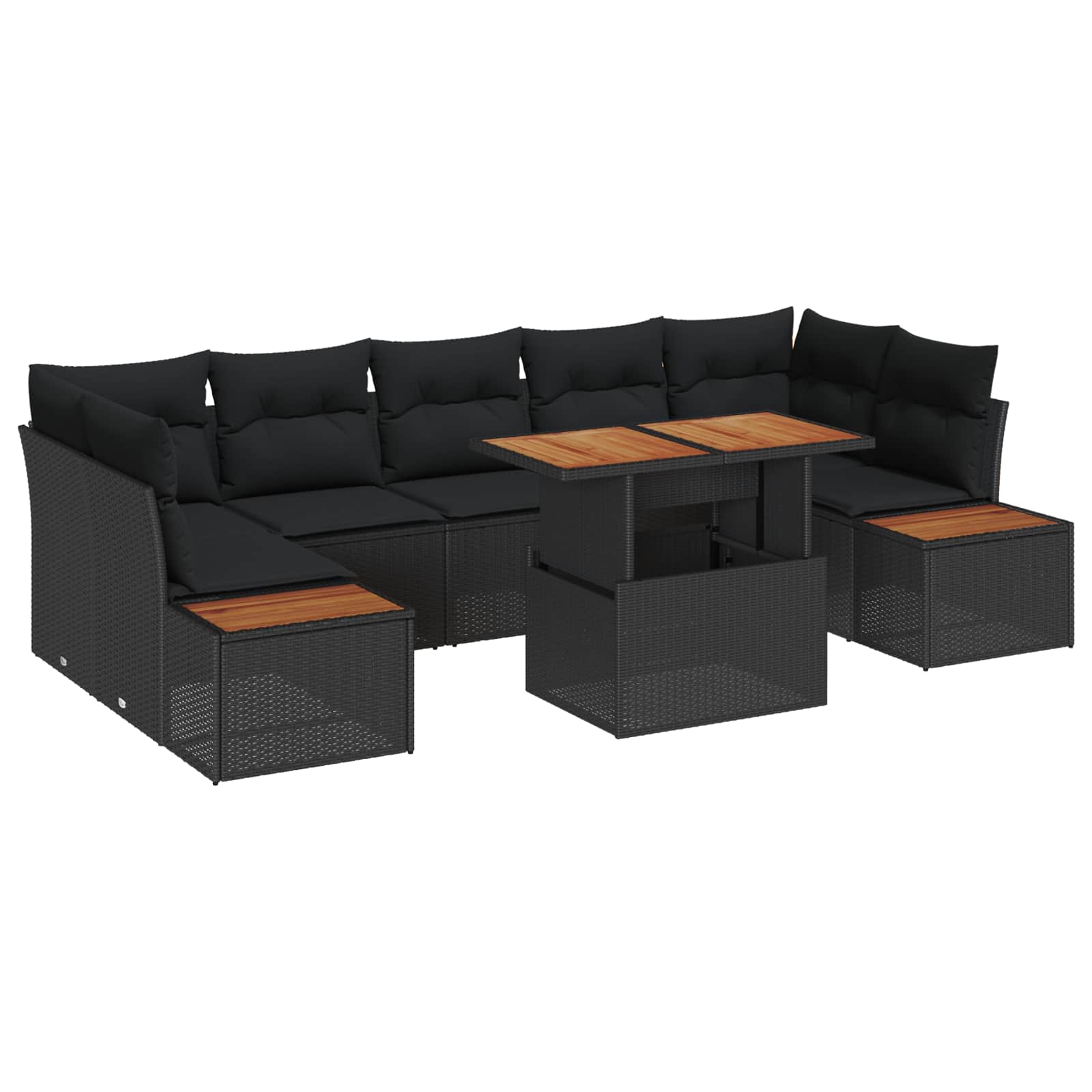 Garten Essgruppe mit Kissen 8 pcs Schwarz und Beige