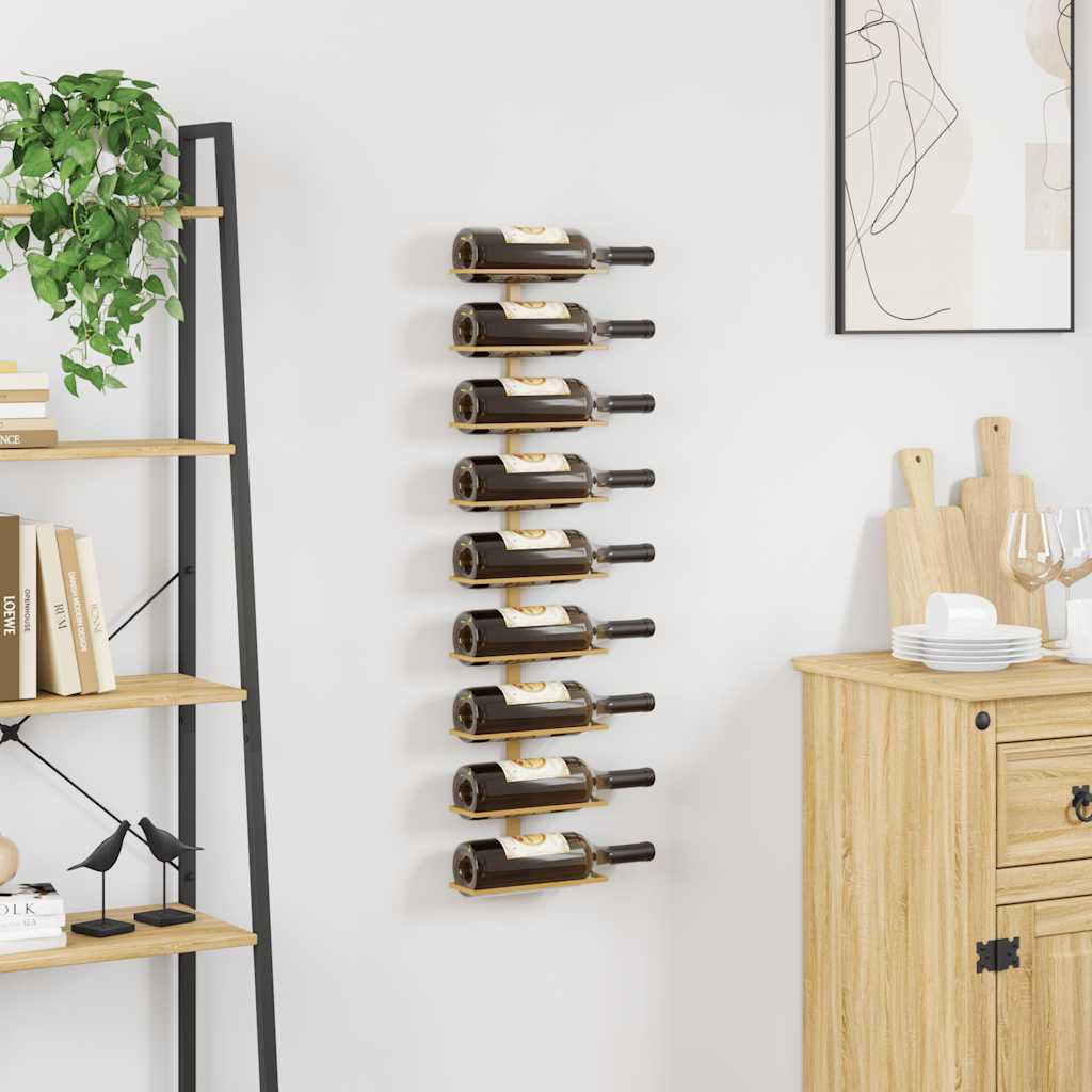 Wand-Weinregal für 9 Flaschen Schwarz Eisen