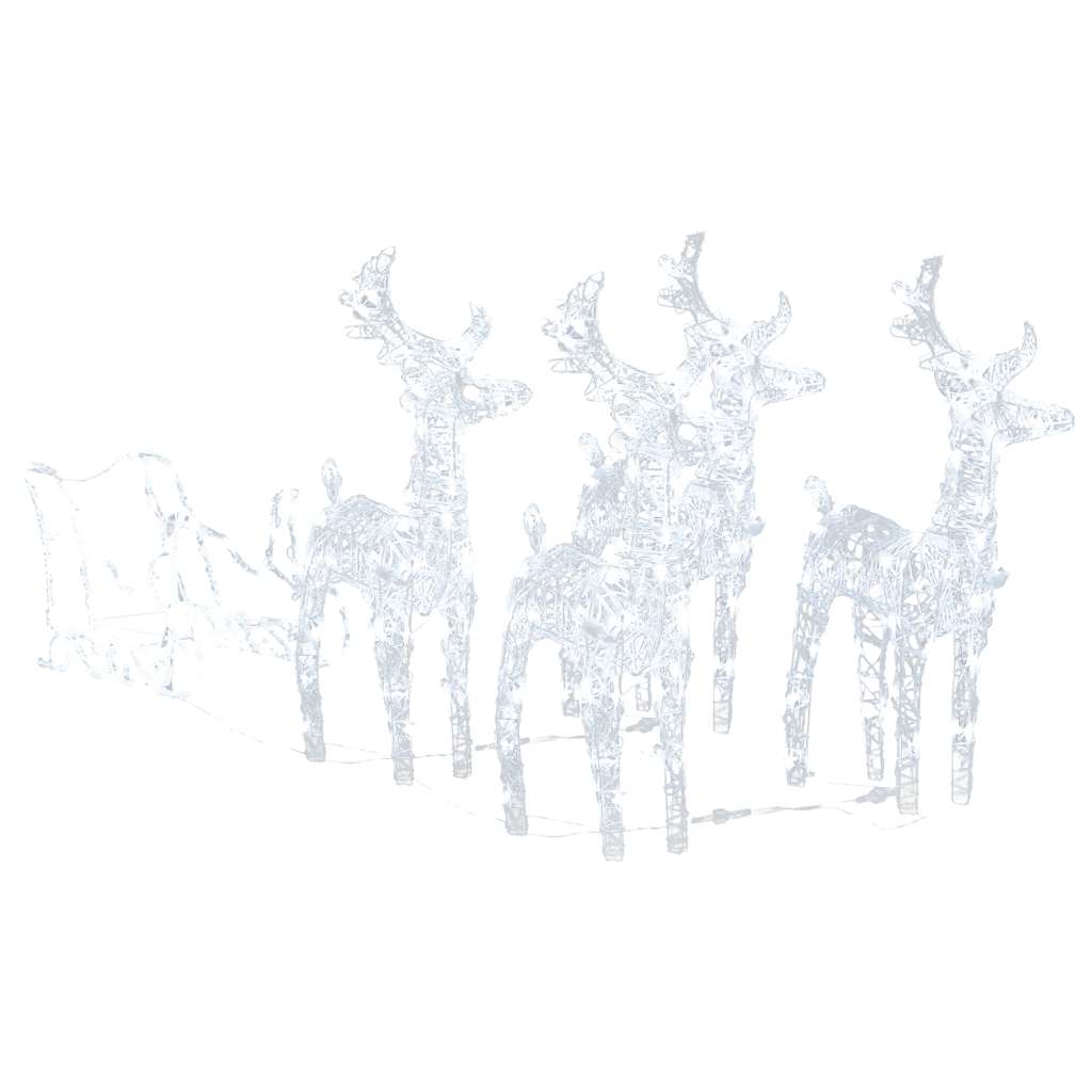 Rentiere & Schlitten Weihnachtsdekoration 160 LEDs 130 cm Acryl