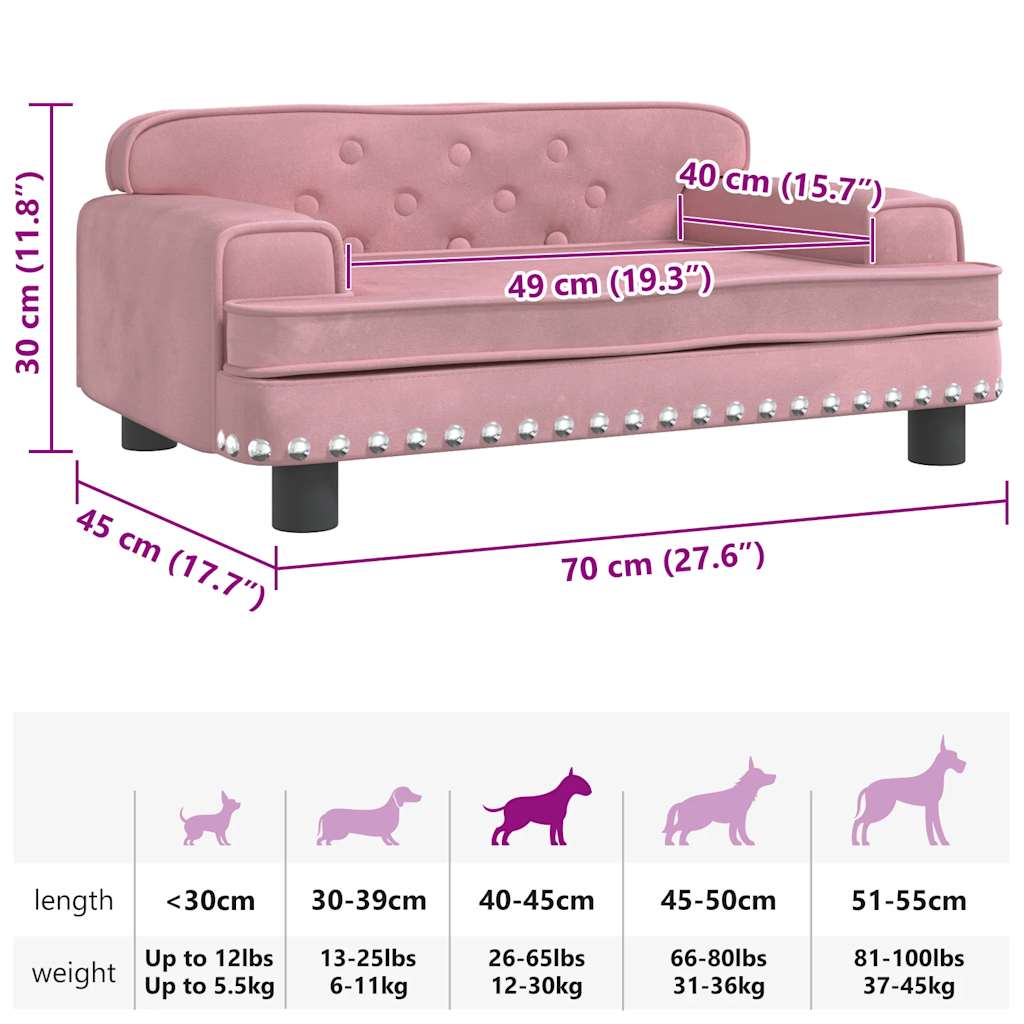 Hundebett Rosa 90x53x30 cm Samt