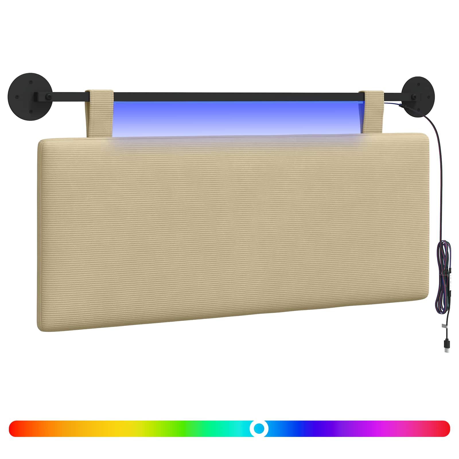 Hängendes Kopfteil Mit LED Licht Hellgrau Cordstoff