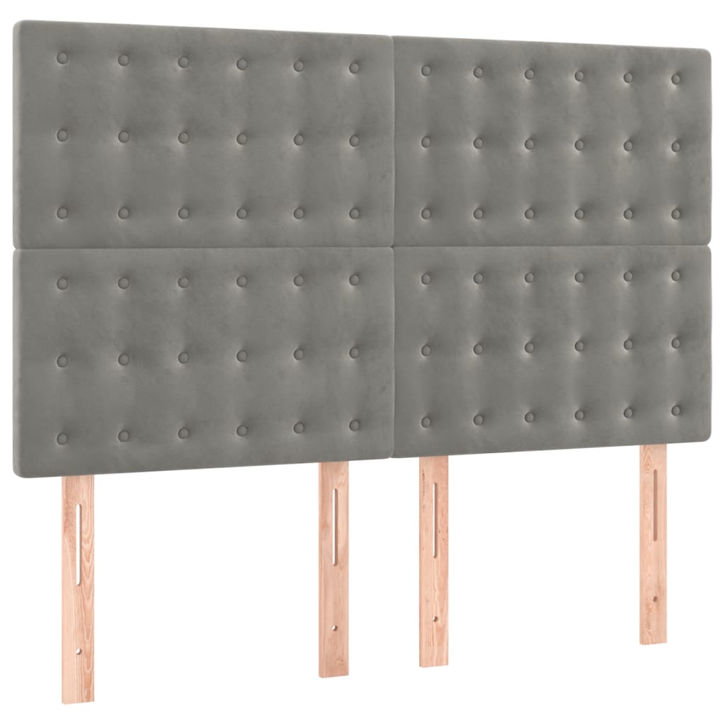 Kopfteil Hellgrau 80x5x118/128 cm Samt