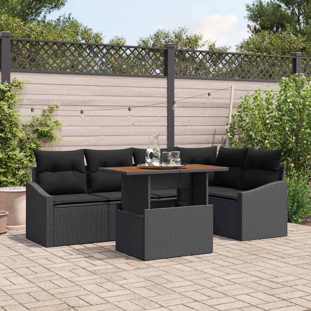 Garten Essgruppe mit Kissen 6 pcs Schwarz und Creme