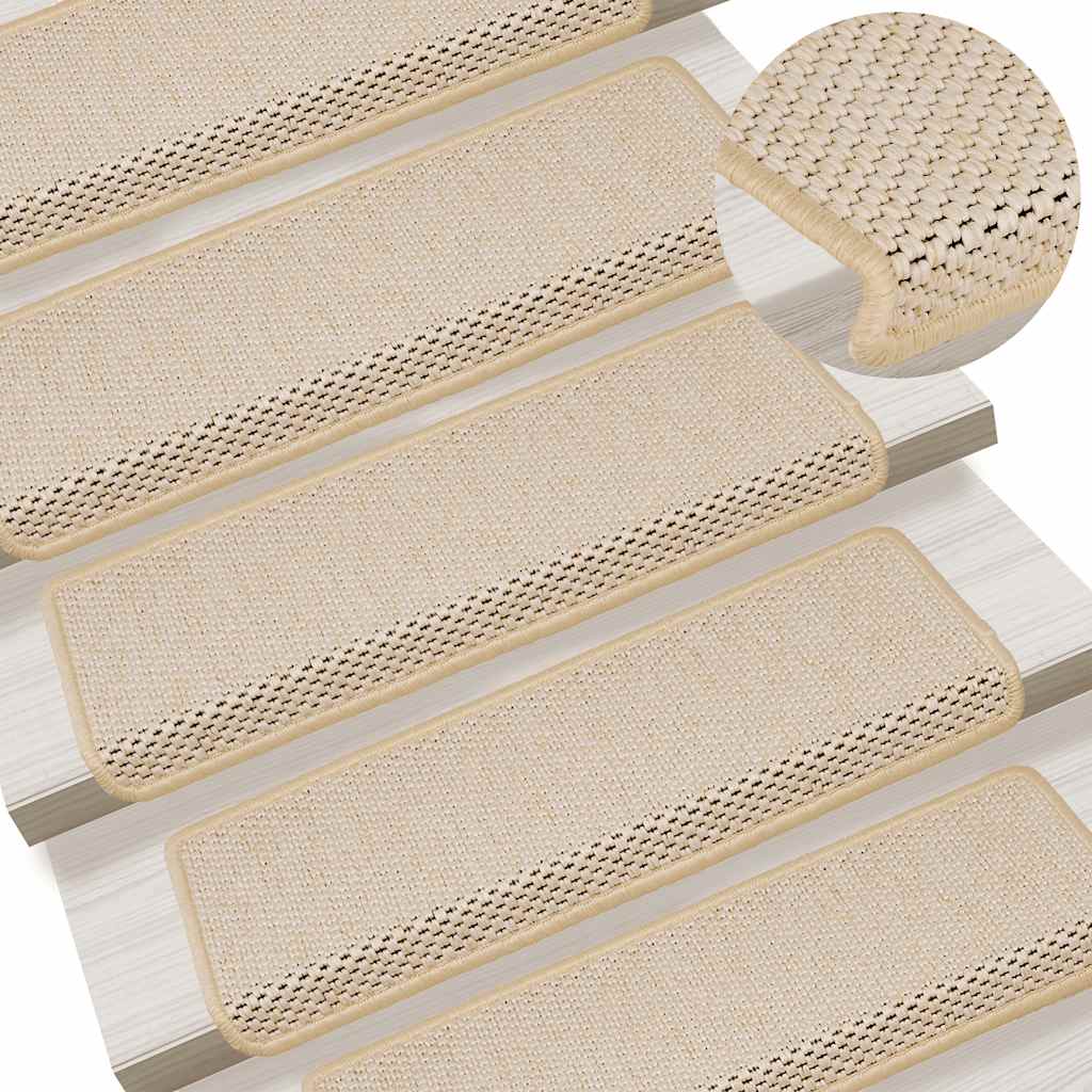Treppenmatten Selbstklebend Sisal-Look 15 Stk. 65x21x4 Platina