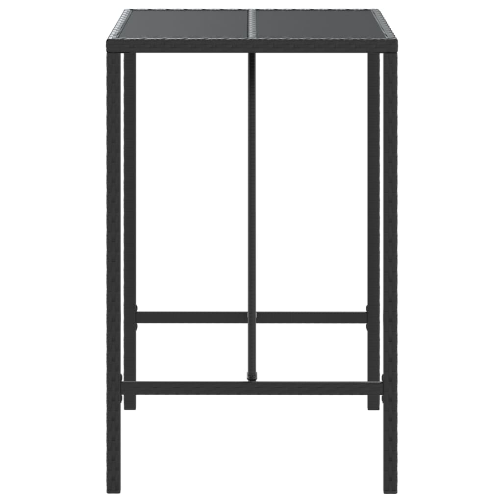 Bartisch mit Glasplatte Schwarz 110x70x110 cm Poly Rattan