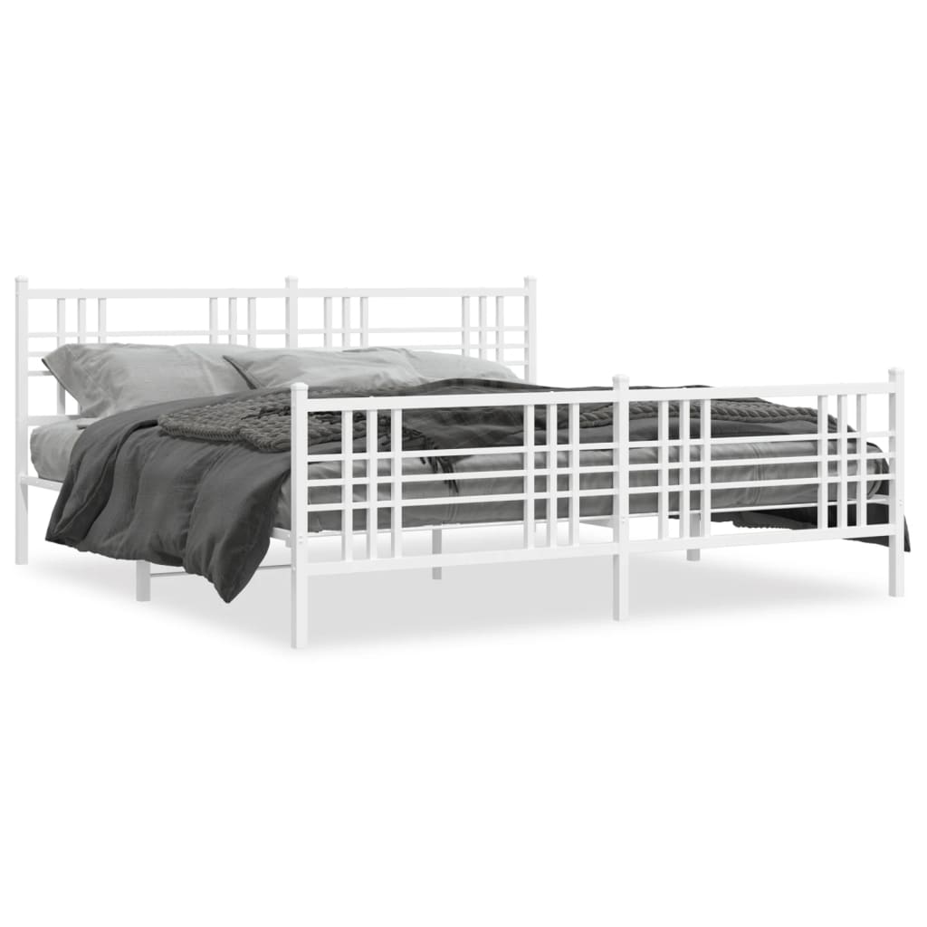 Bettgestell mit Kopf- und Fußteil Metall Schwarz 90x200 cm