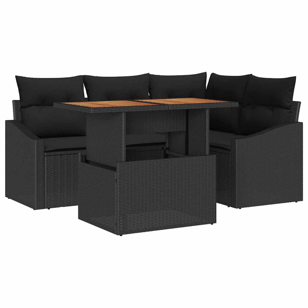 Garten Essgruppe mit Kissen 5 pcs Schwarz und Creme