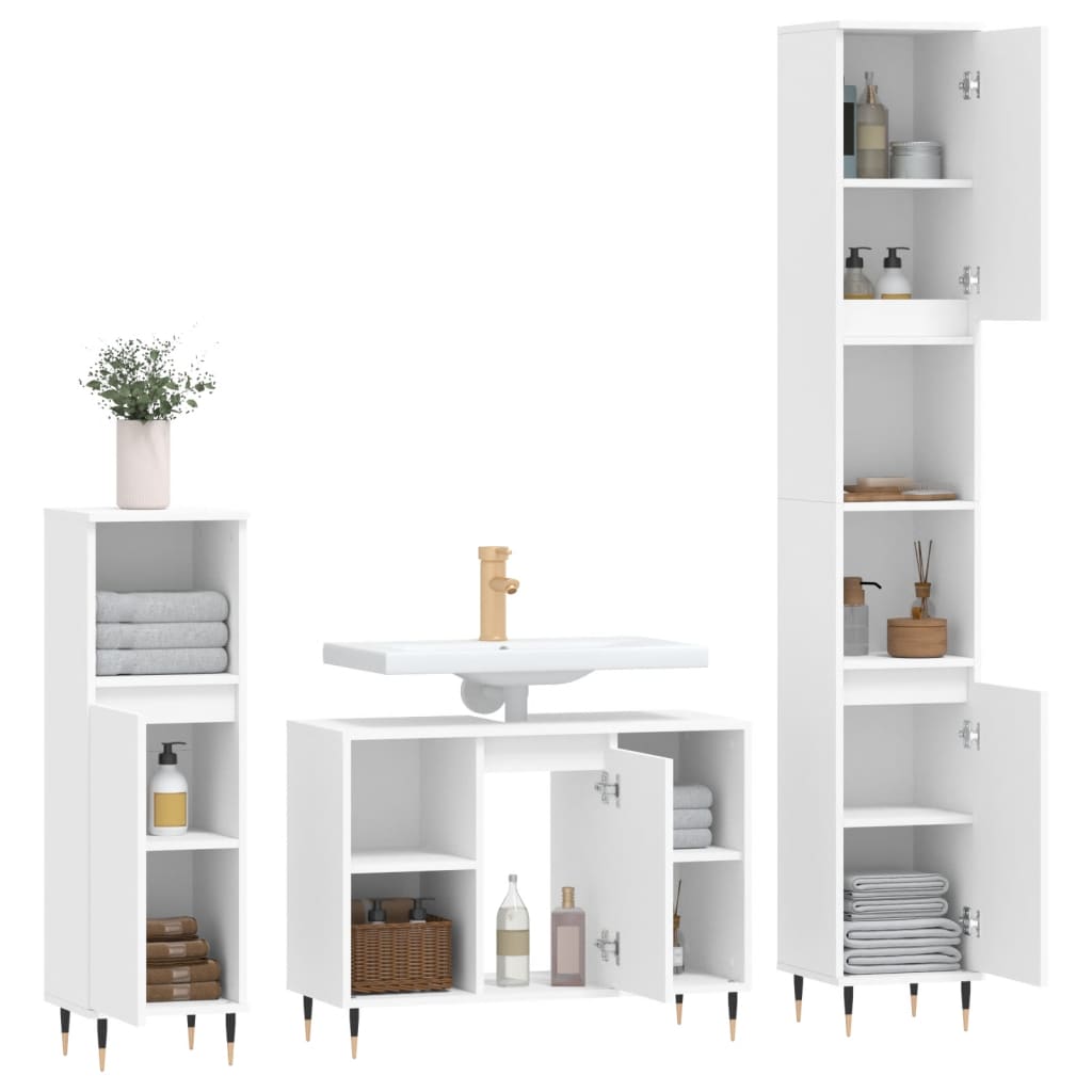 3-tlg. Badmöbel-Set Grau Sonoma Holzwerkstoff
