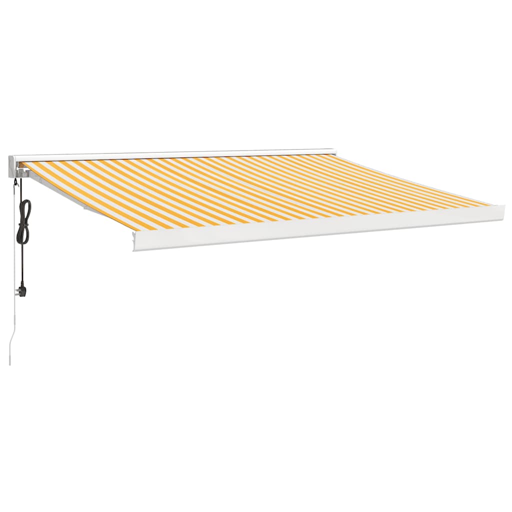 Markise Einziehbar Blau und Weiß 4x3 m Stoff und Aluminium
